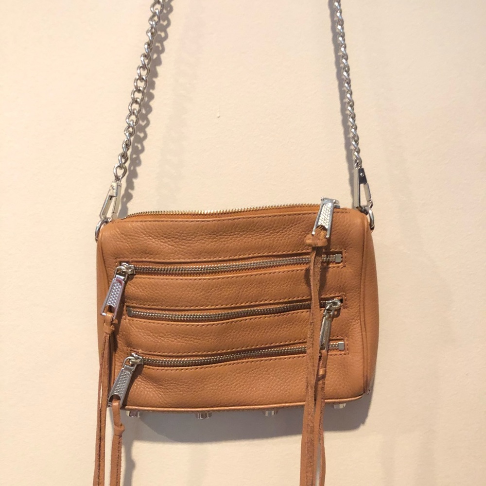 Rebecca Minkoff 5-zip brown crossbody bag